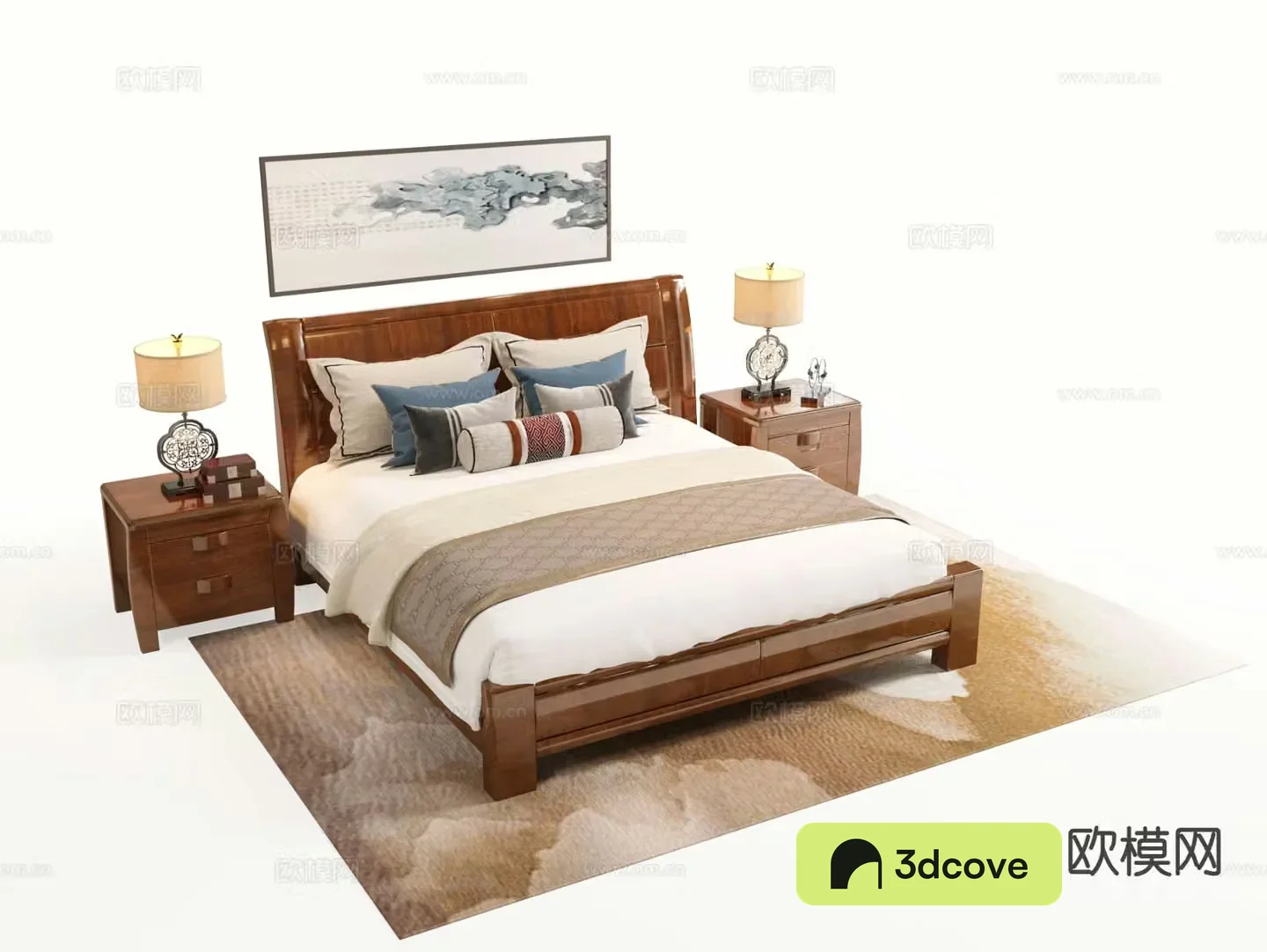 Chinese double bed solid wood double bed