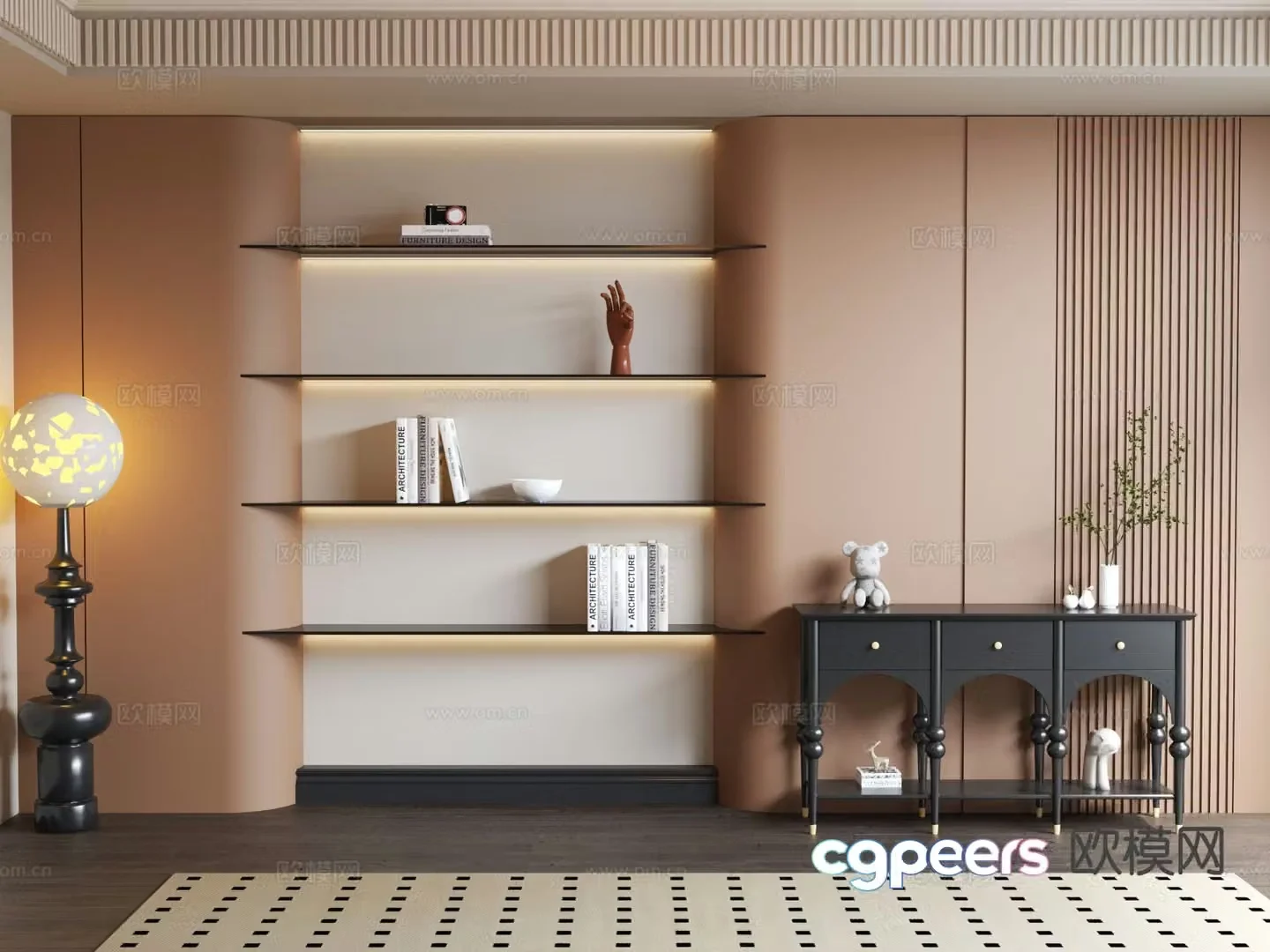 Italian bookcase display cabinet side cabinet 3d model