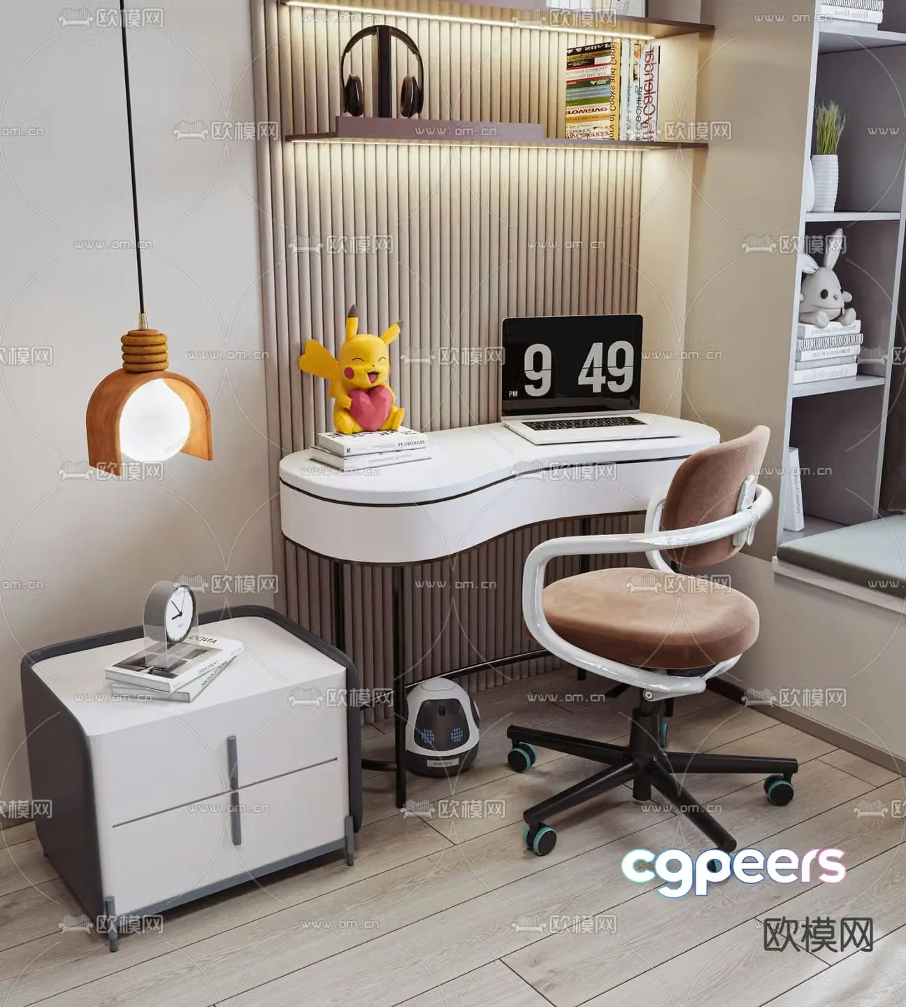 Modern children’s desk and chair combination 3d model