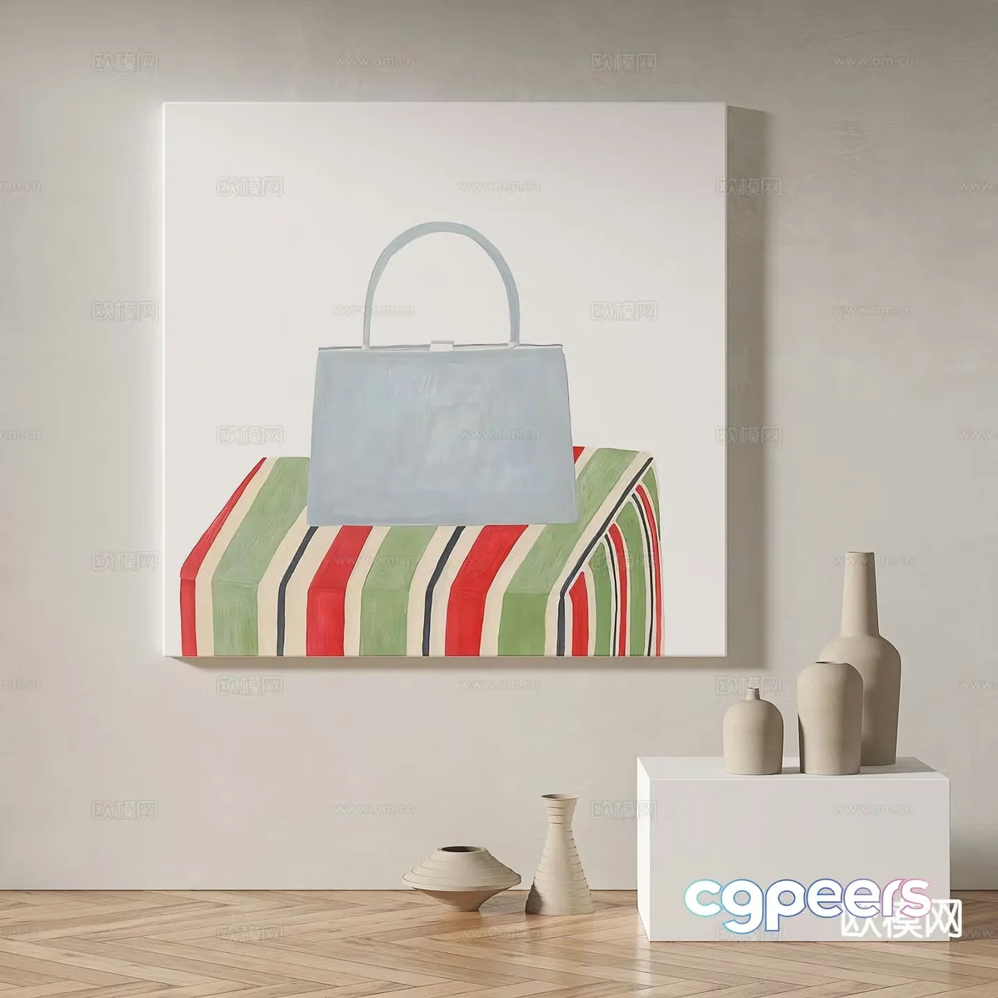 Modern minimalist oil painting decorative painting 3d model