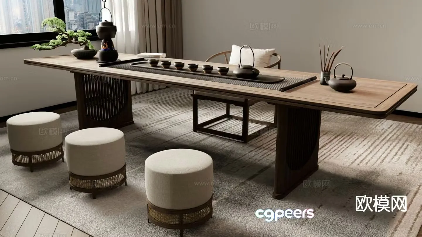 New Chinese style tea table tea table 3d model