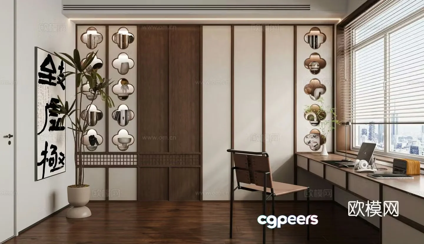 New Chinese style study 3D model