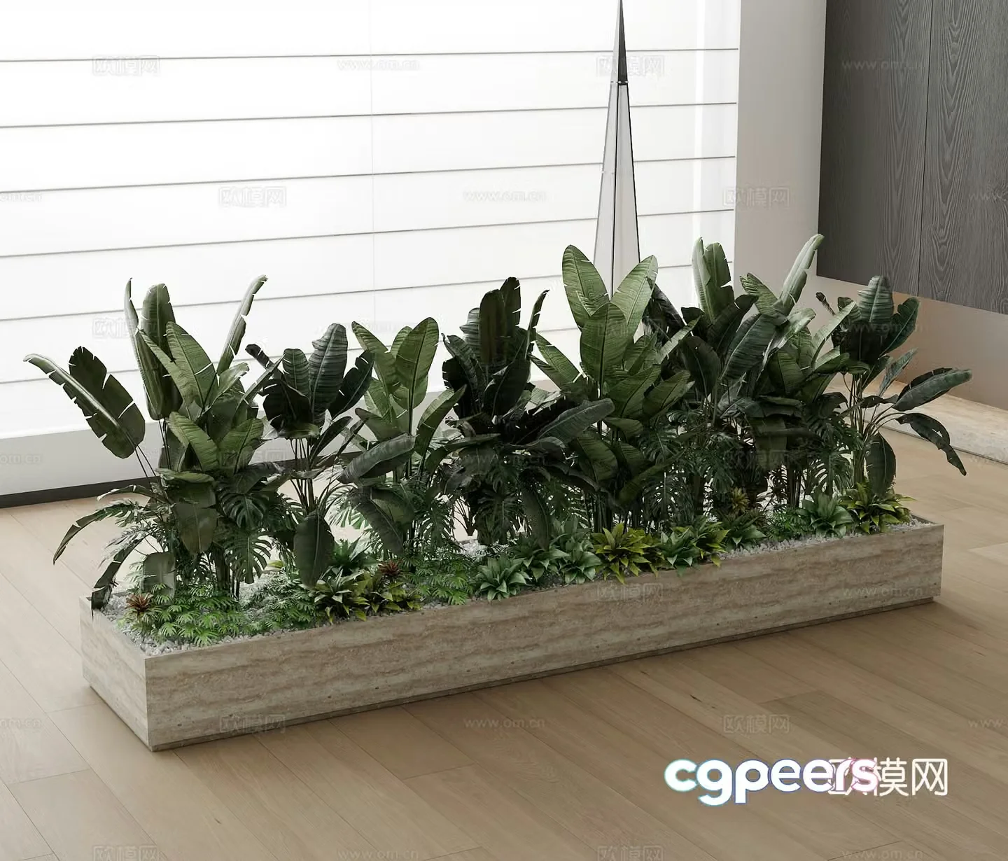 Modern plant pile green plants potted plants bonsai floor lamp 3d model