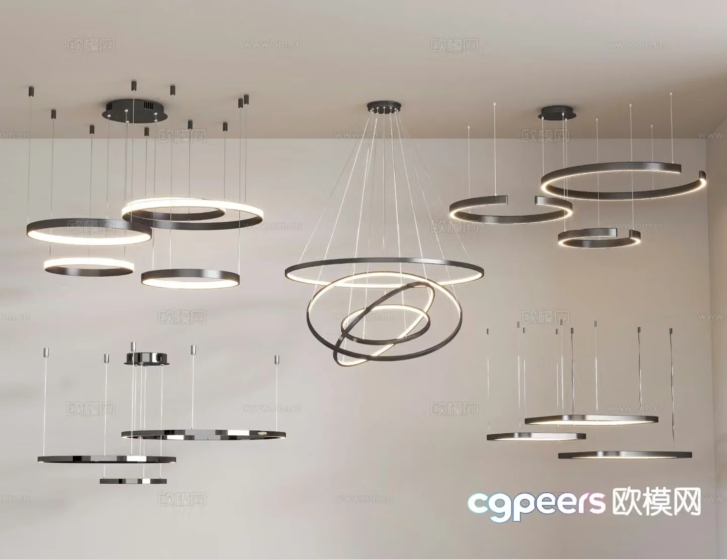 Modern ring chandelier hall chandelier 3d model