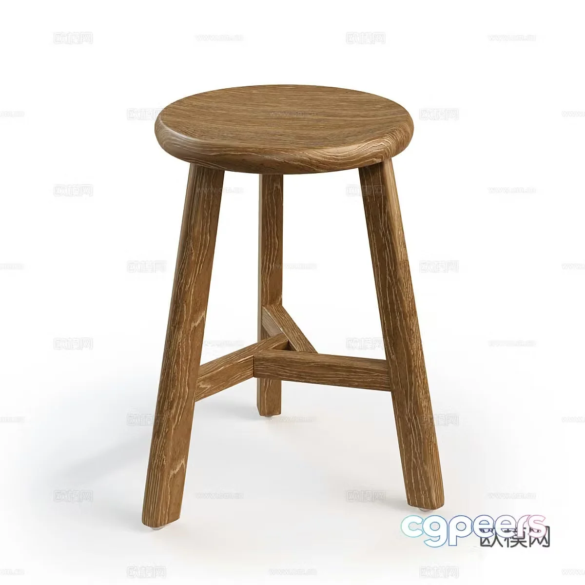 New Chinese style Wasabi Solid Elm Stool 3D Model