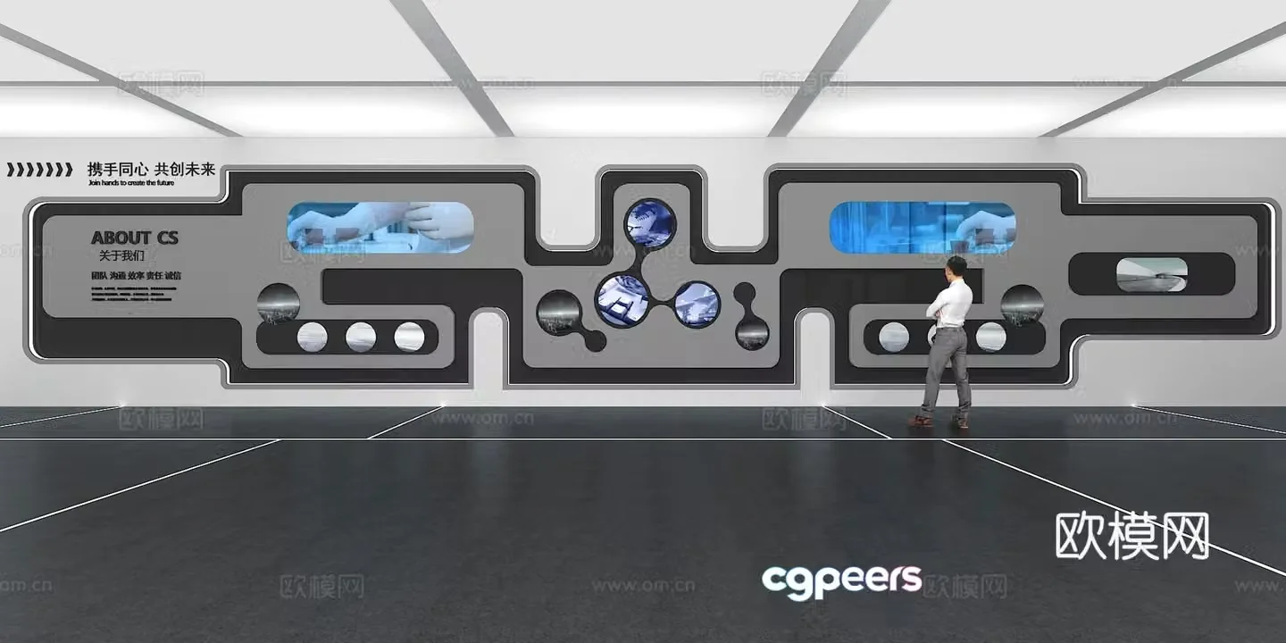 Cultural wall Corporate culture wall Display wall Classroom Exhibition hall Campus culture Corridor 3D model