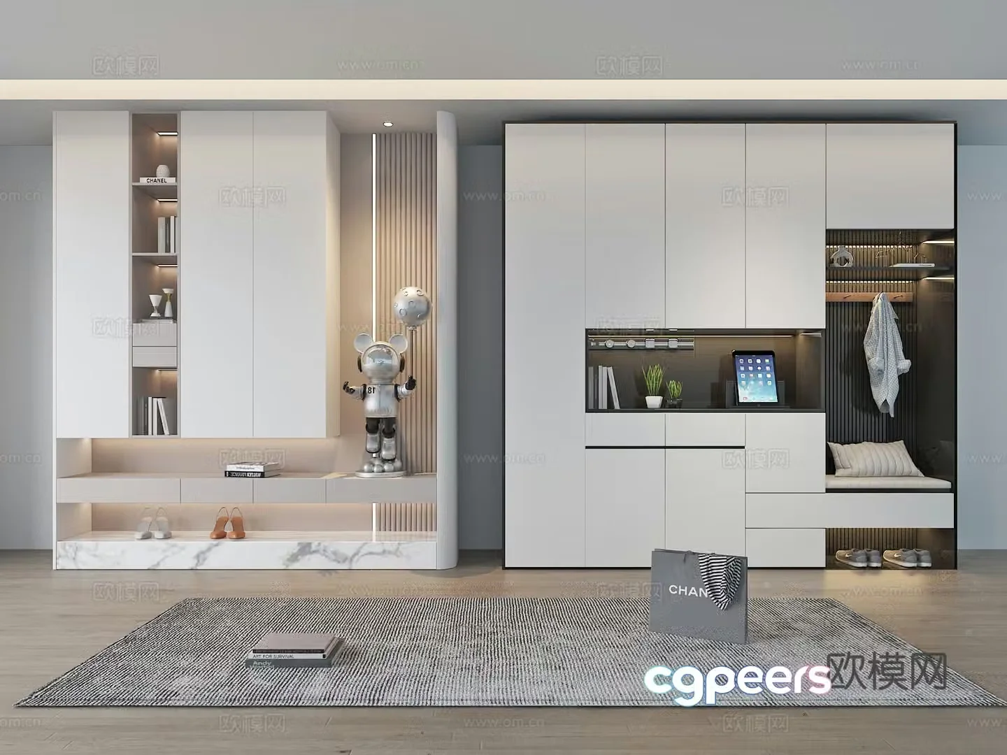 Modern partition shoe cabinet porch shoe cabinet 3d model