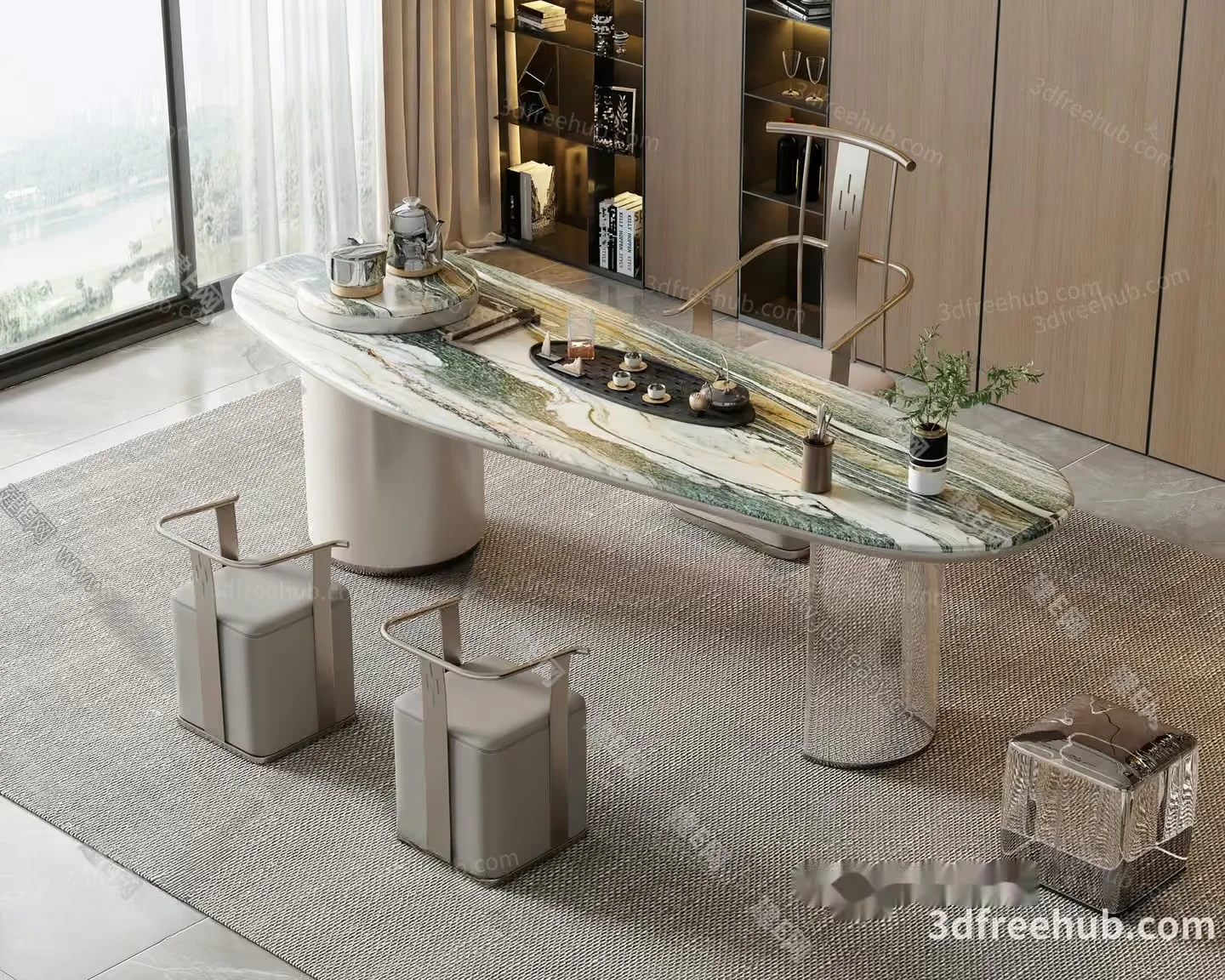 Modern Dining Table 3D Model – 3427 – VRAY Render