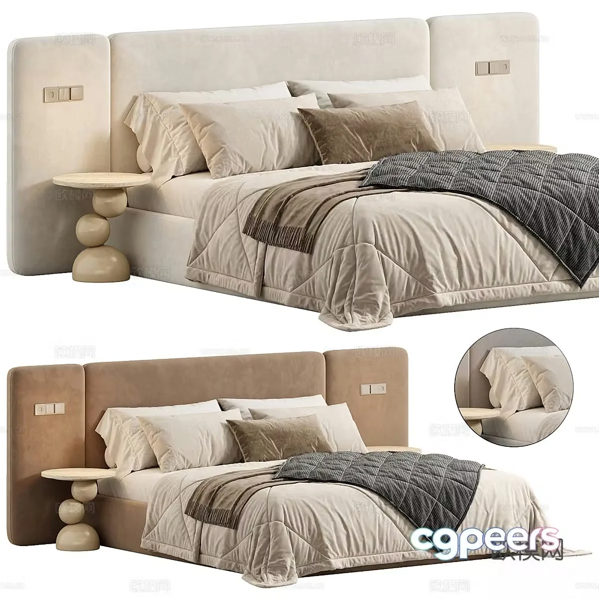 New Chinese double bed 3D model