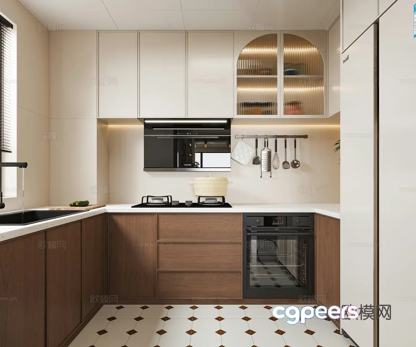 Medieval style kitchen cabinet 3d model