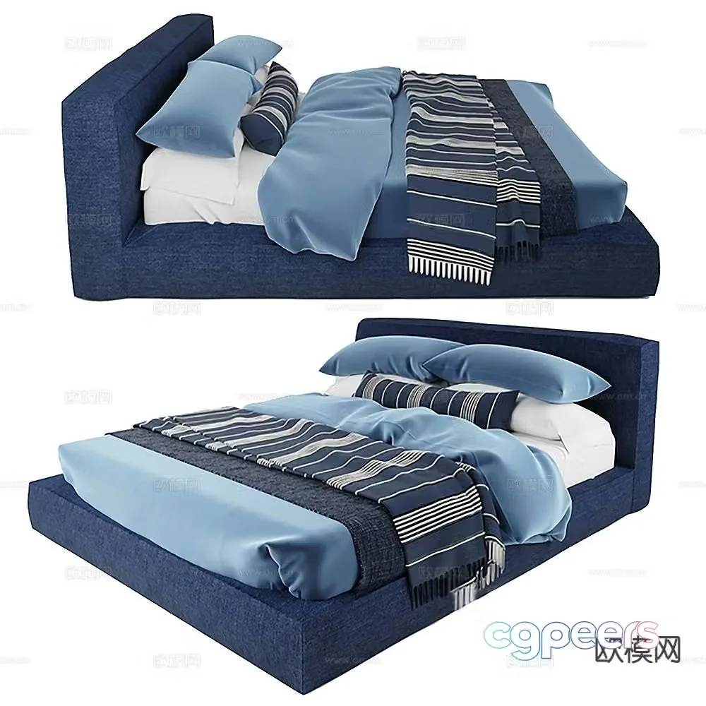 Modern double bed 3d model