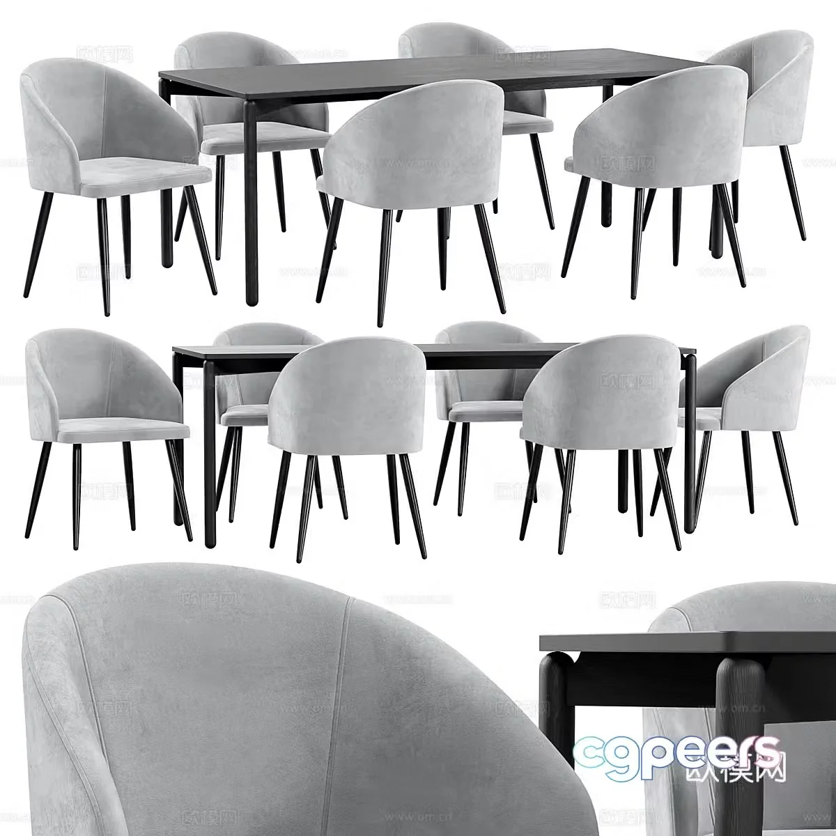 Modern Italian dining table and chair 3d model