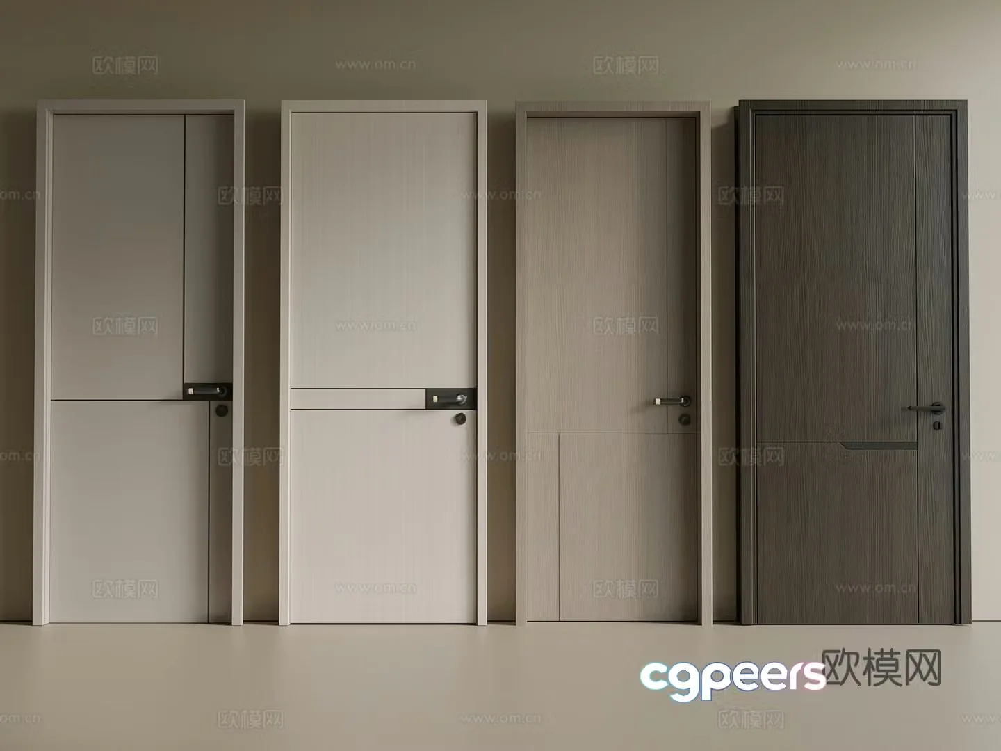 Light luxury modern single-open door wooden door bedroom door interior door swing door 3d model