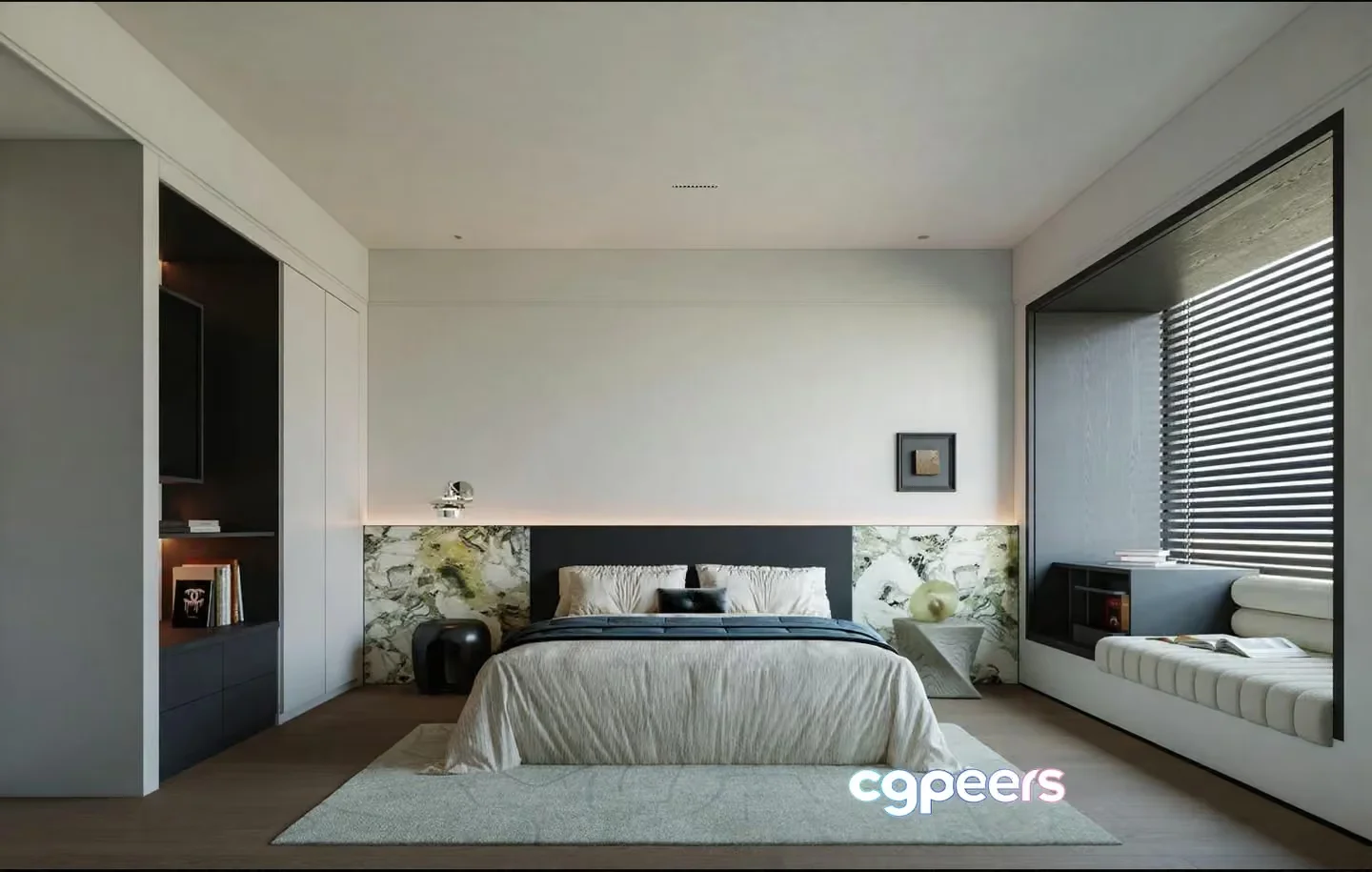 Modern Minimalist Bedroom 3D Model – 6168 – VRAY Render