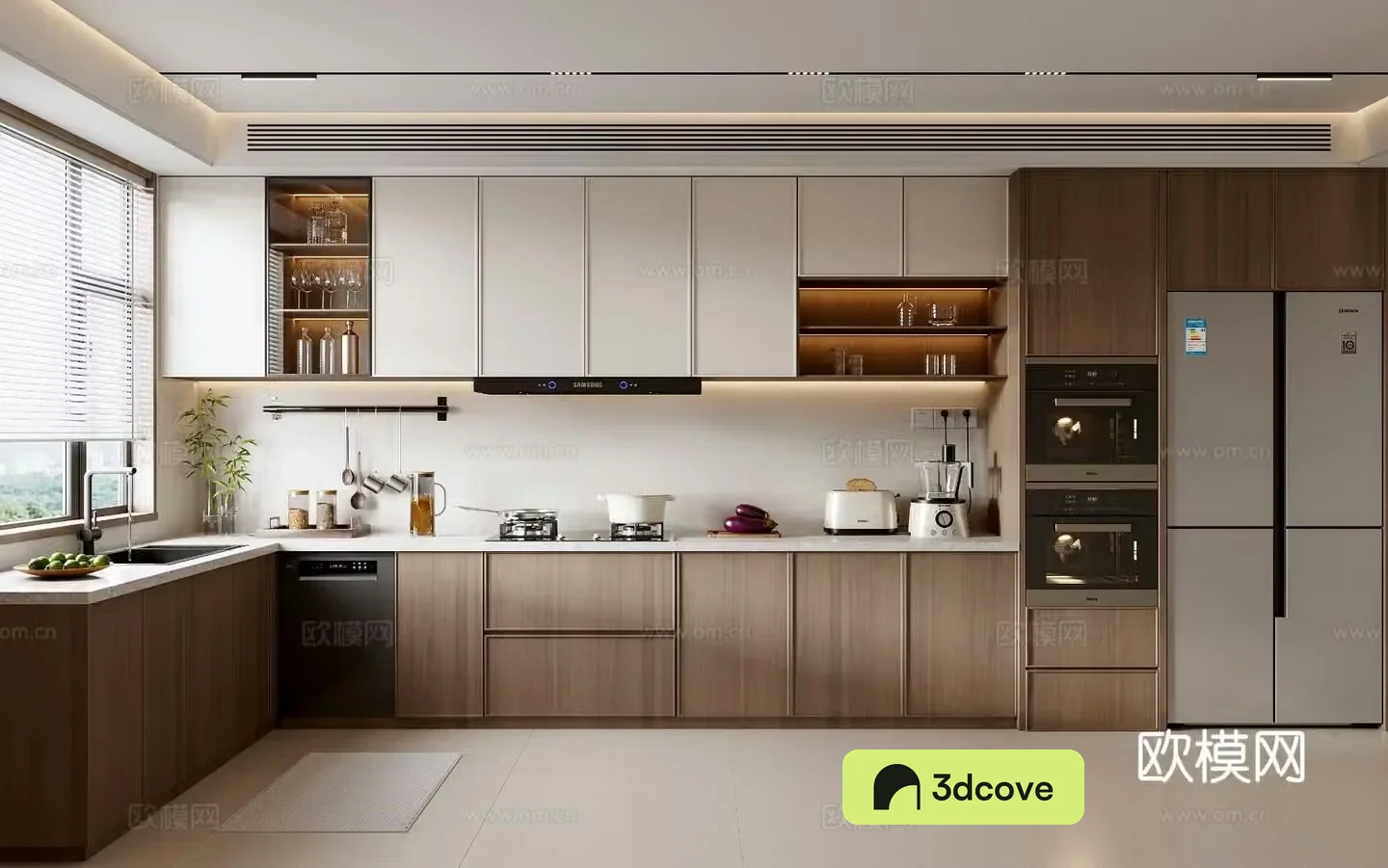 New Chinese style kitchen L-shaped cabinet