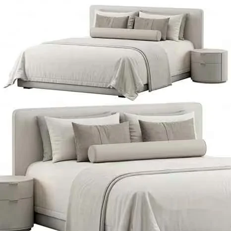 Modern Beige Bed 3D Model – 19506 – VRAY Render