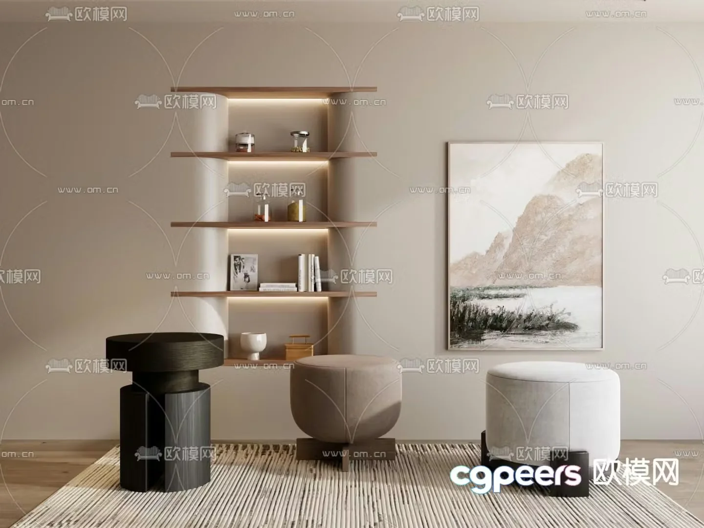 Stool sofa stool low stool 3d model
