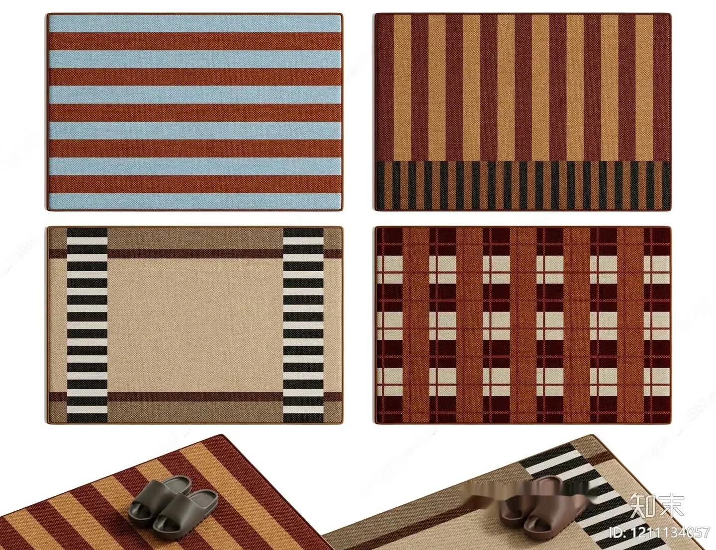 Rugs With A Mix Of Brown Tan And Black Stripes 3D Model – 3278 – VRAY Render