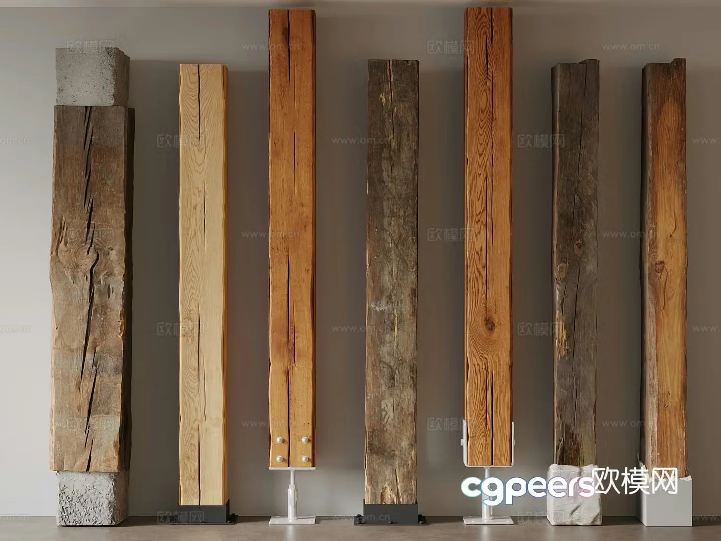 Modern old wood pillar 3d model