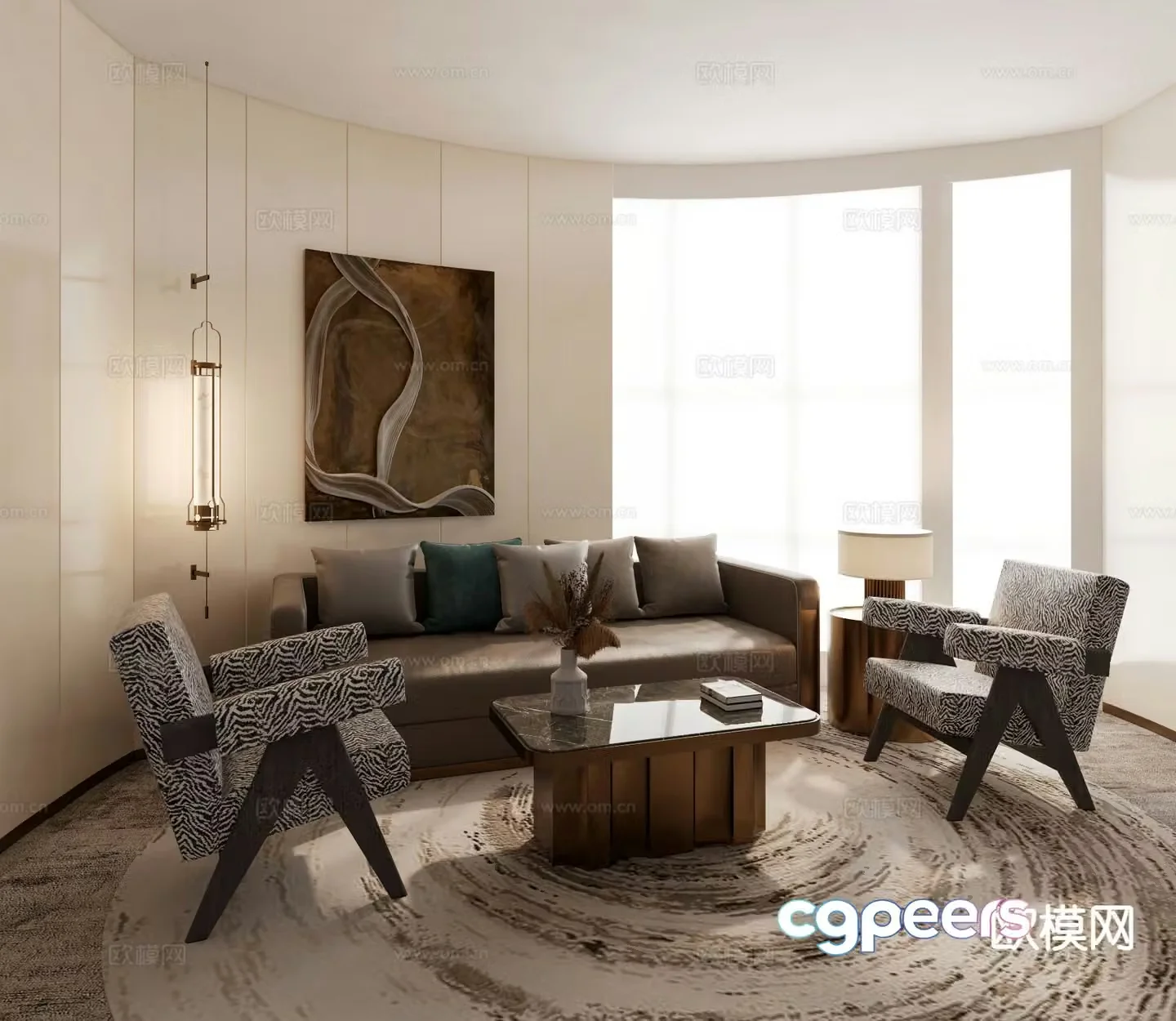 Light luxury modular sofa 3D model