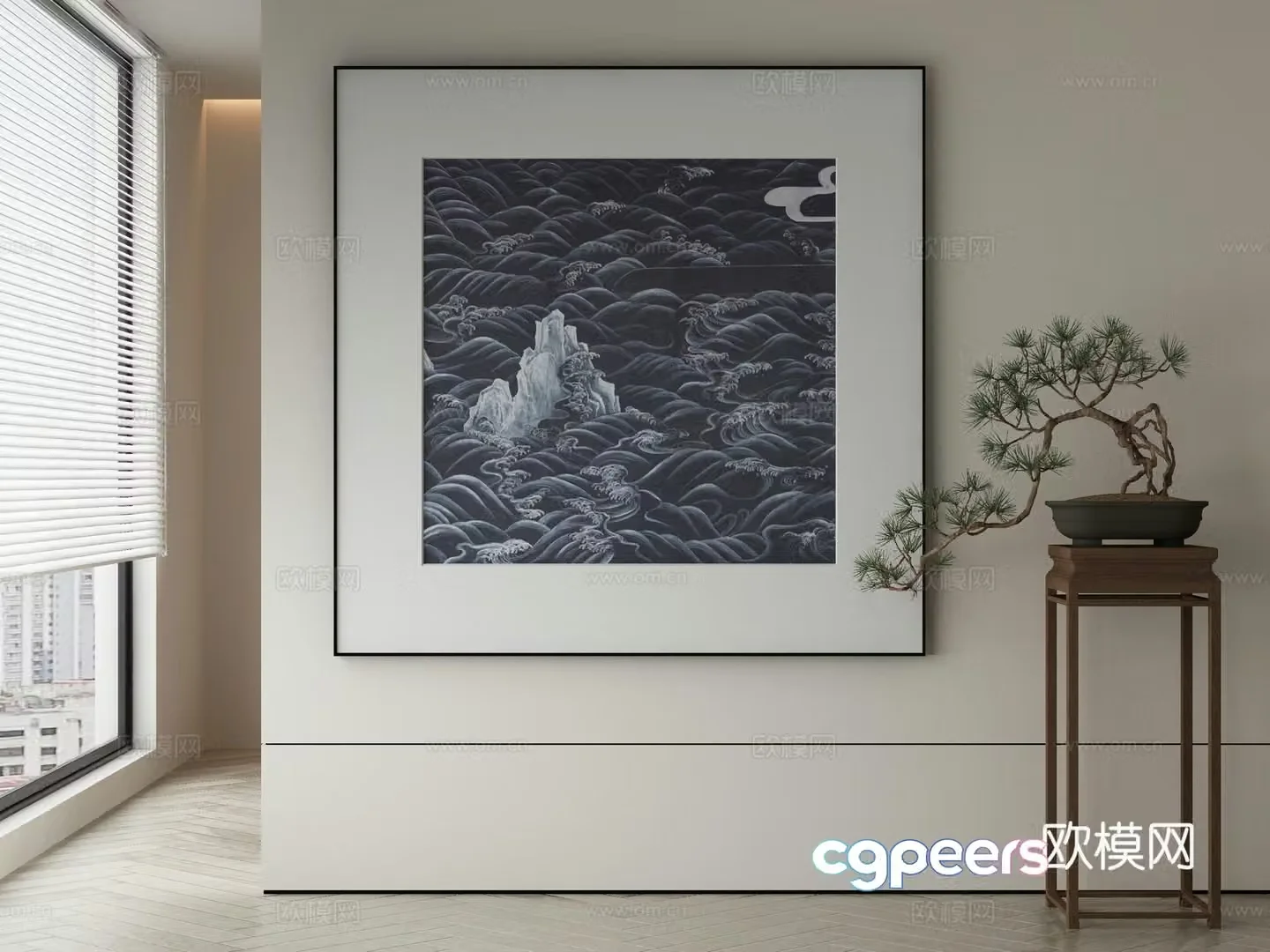 New Chinese style 3D model of Wabi Sasaki hanging painting