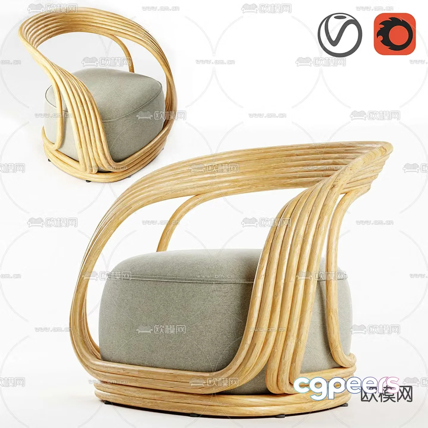 Ethnic style armchair leisure sofa 3d model