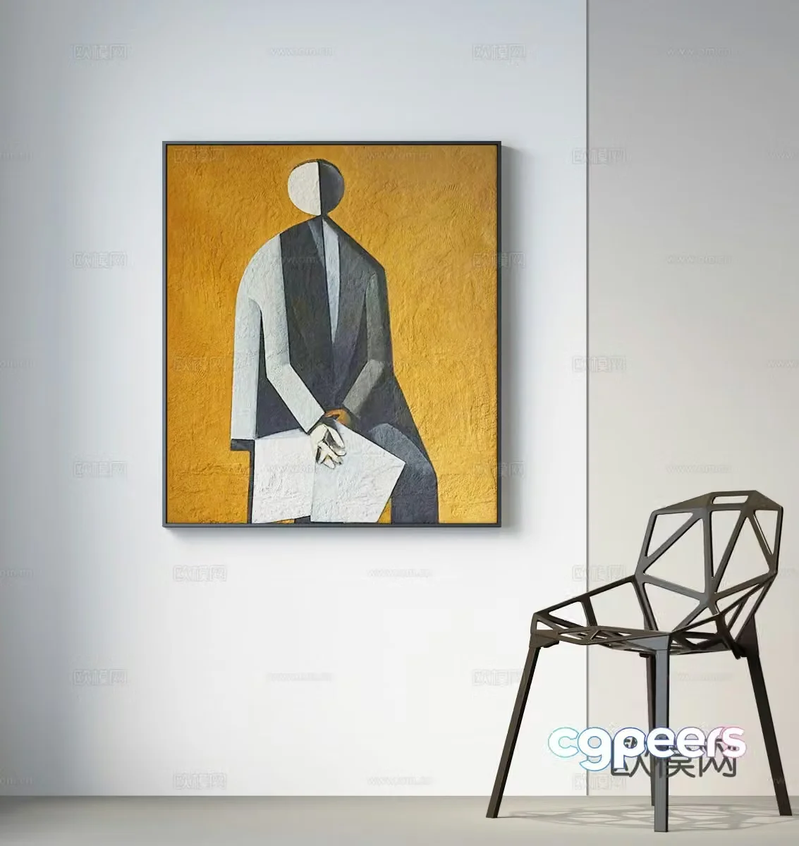 Modern hanging painting 3d model