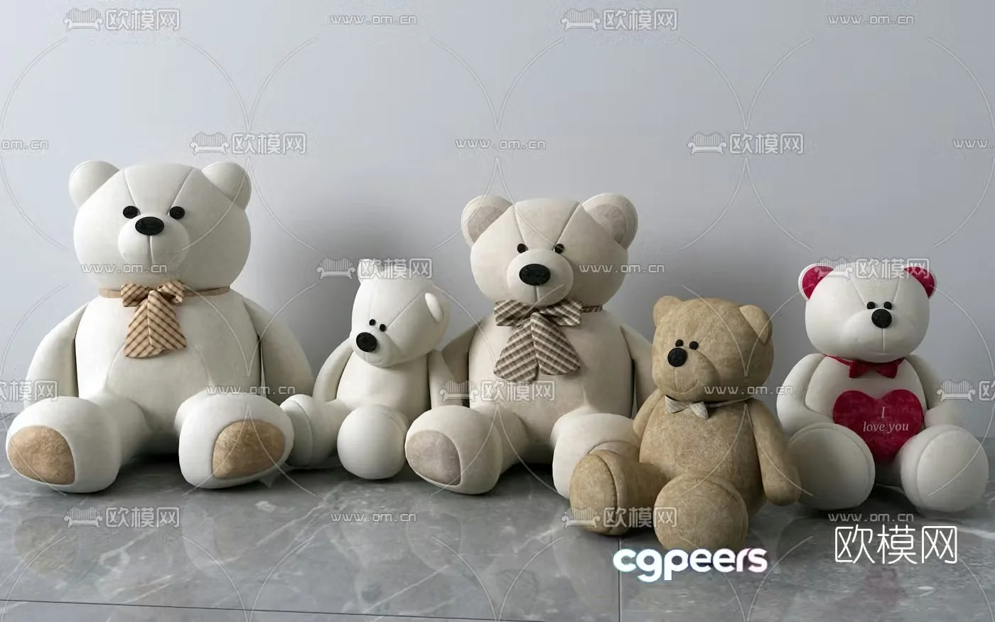 Modern bear plush toy 3d model