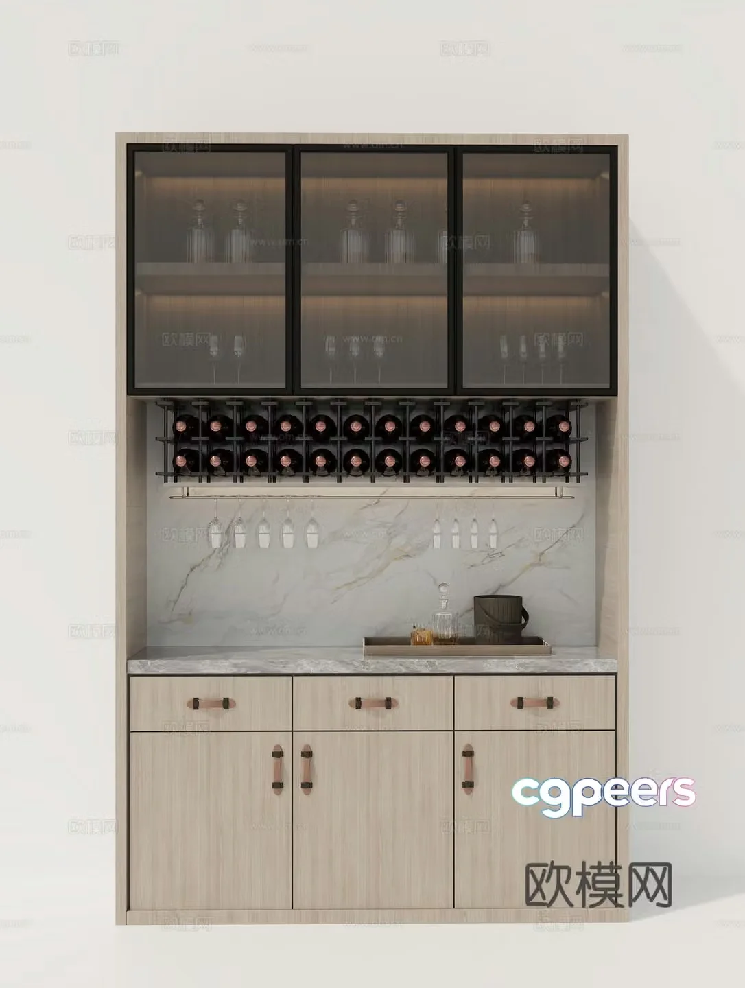 Wine cabinet decorative cabinet 3d model