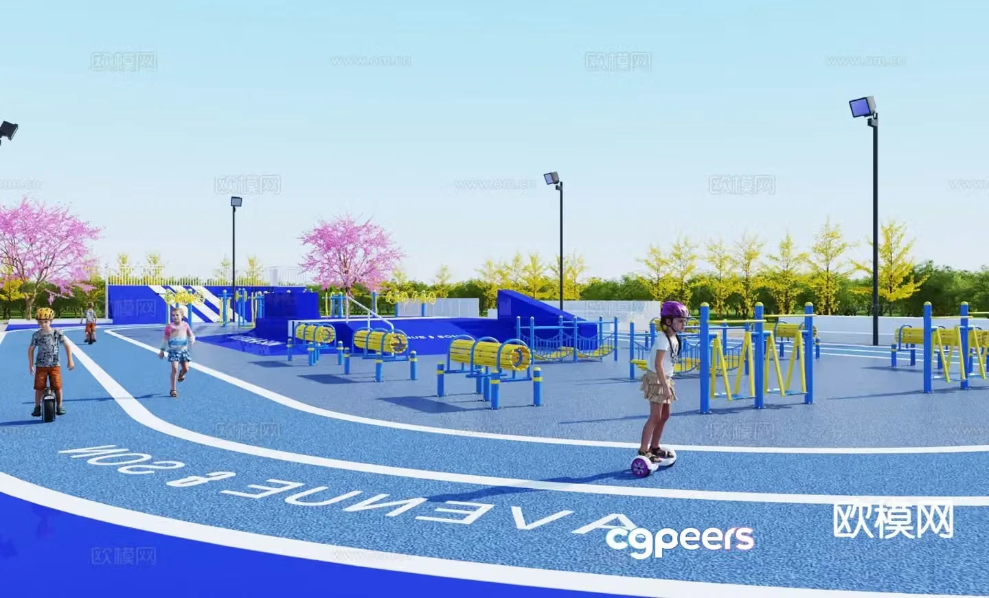 Modern roller skating ramp 3d model