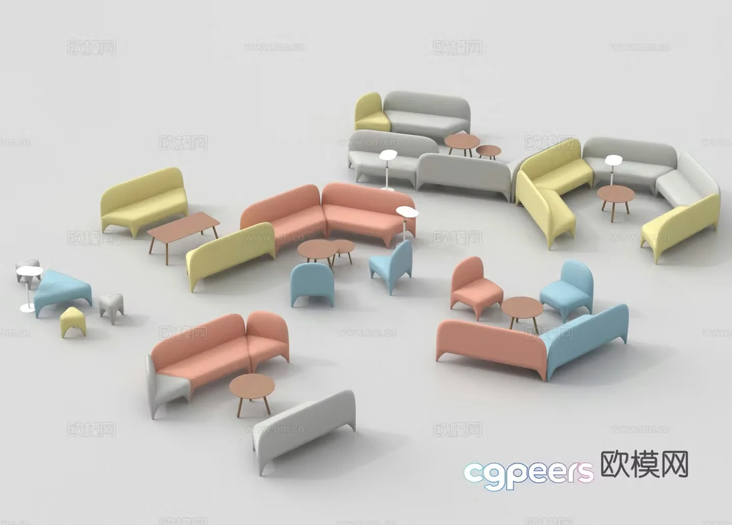 Dopamine Casual Sofa Office Sofa Public Sofa 3D Model