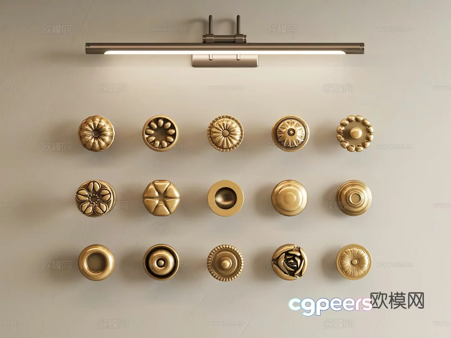 Gold Light Fixture 3D Model – 4927 – VRAY Render