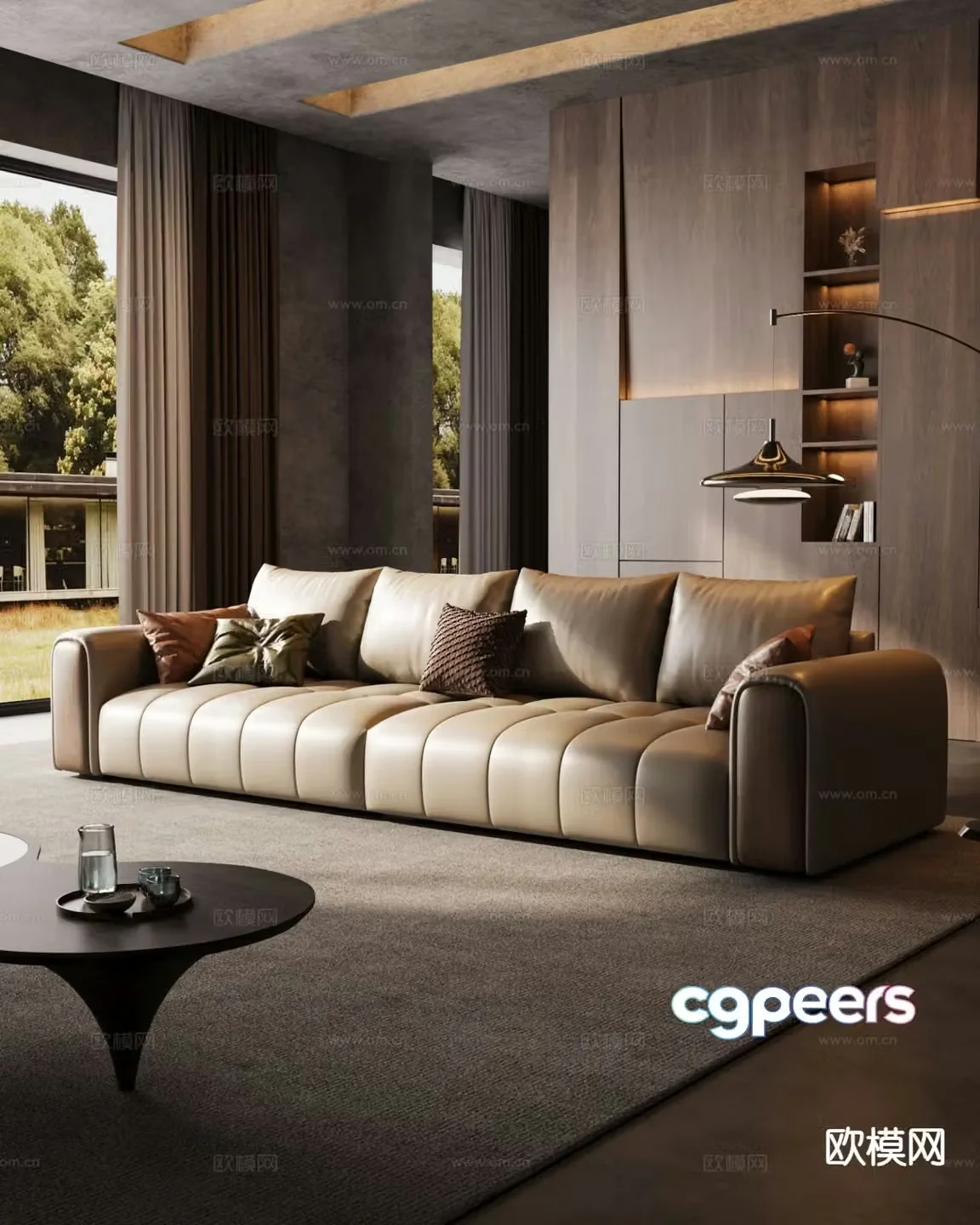 Italian sofa multi-person sofa leather sofa 3d model