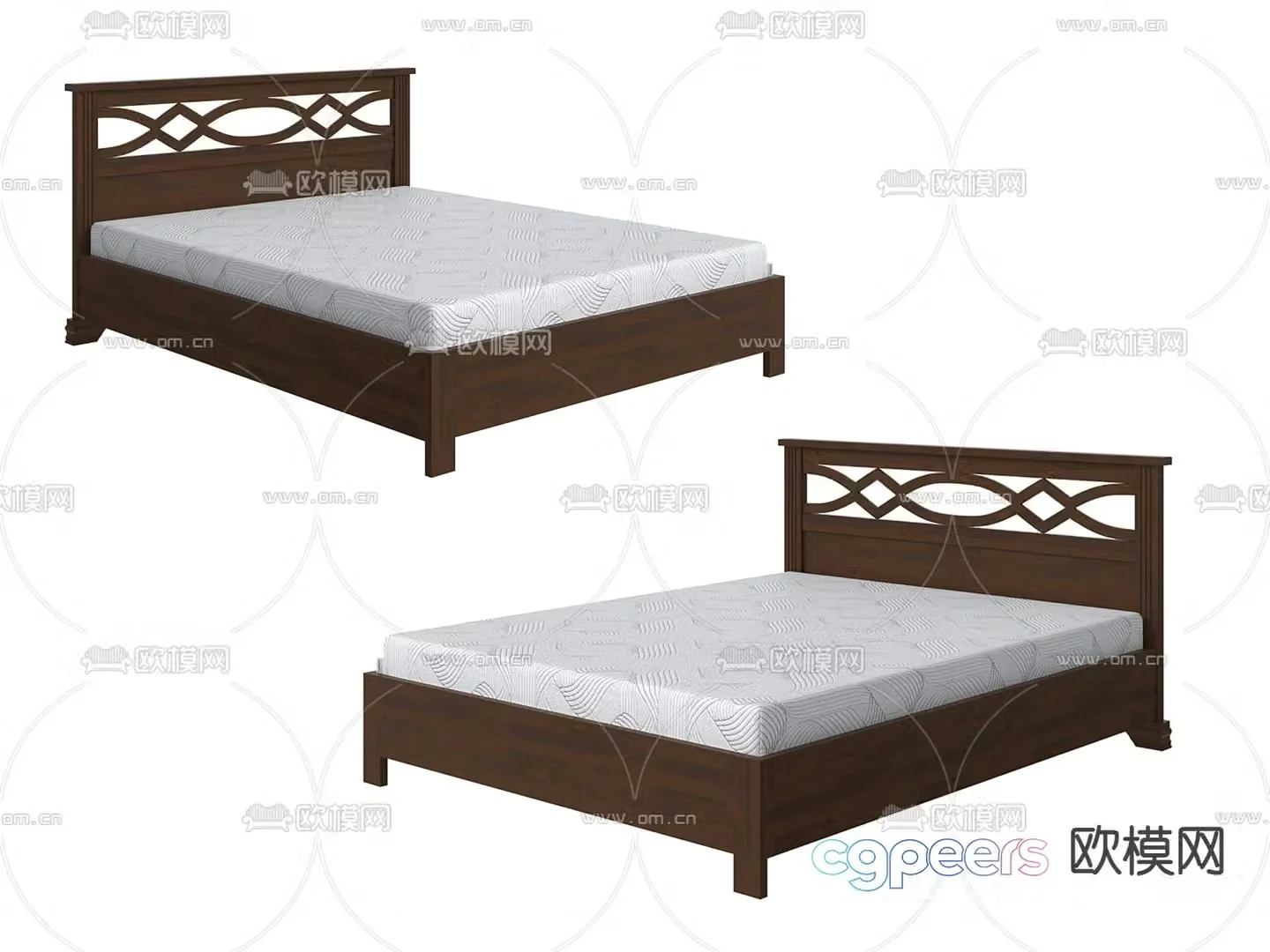 Wabi-sabi double bed 3d model