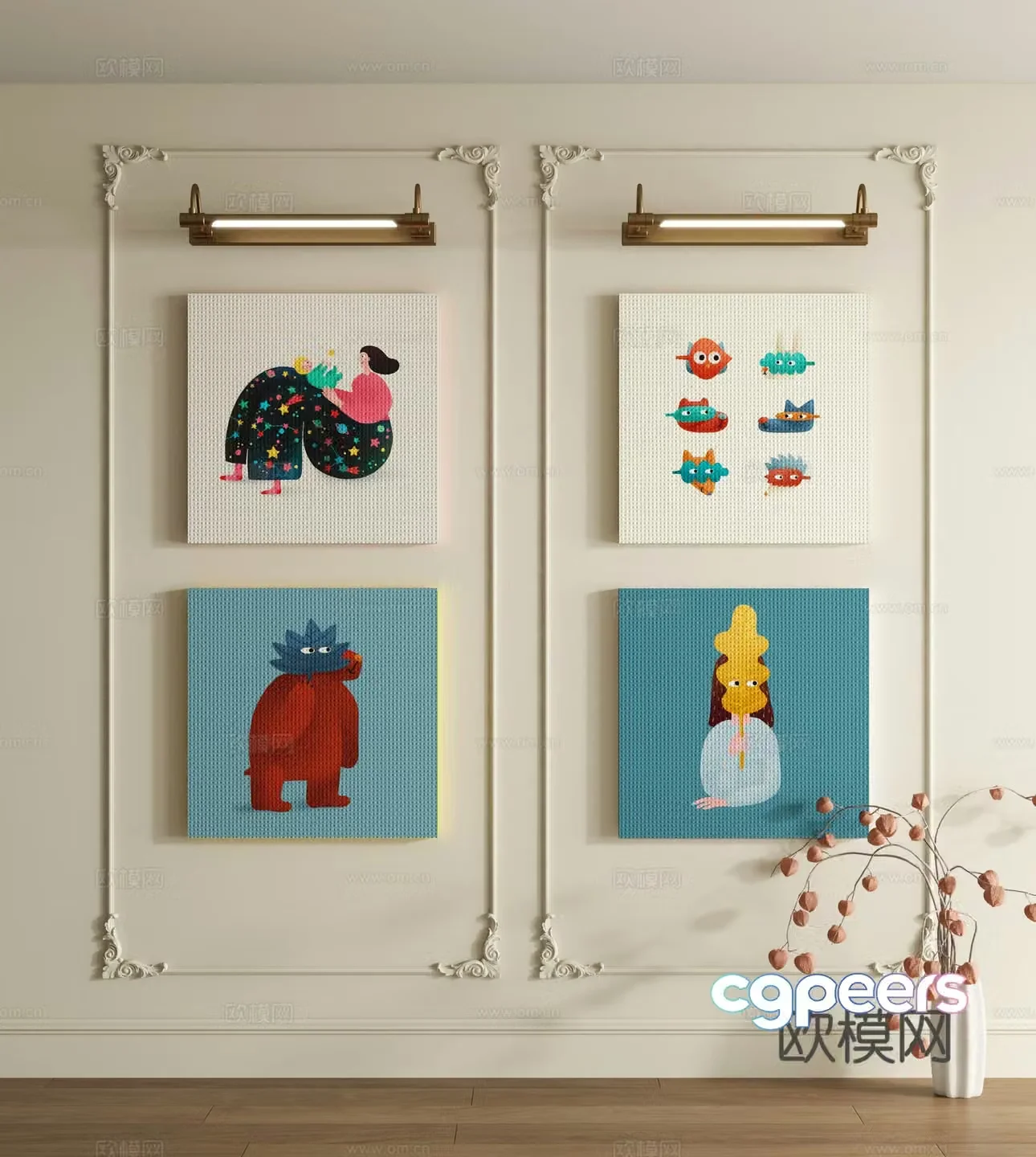 Dopamine decorative painting 3d model