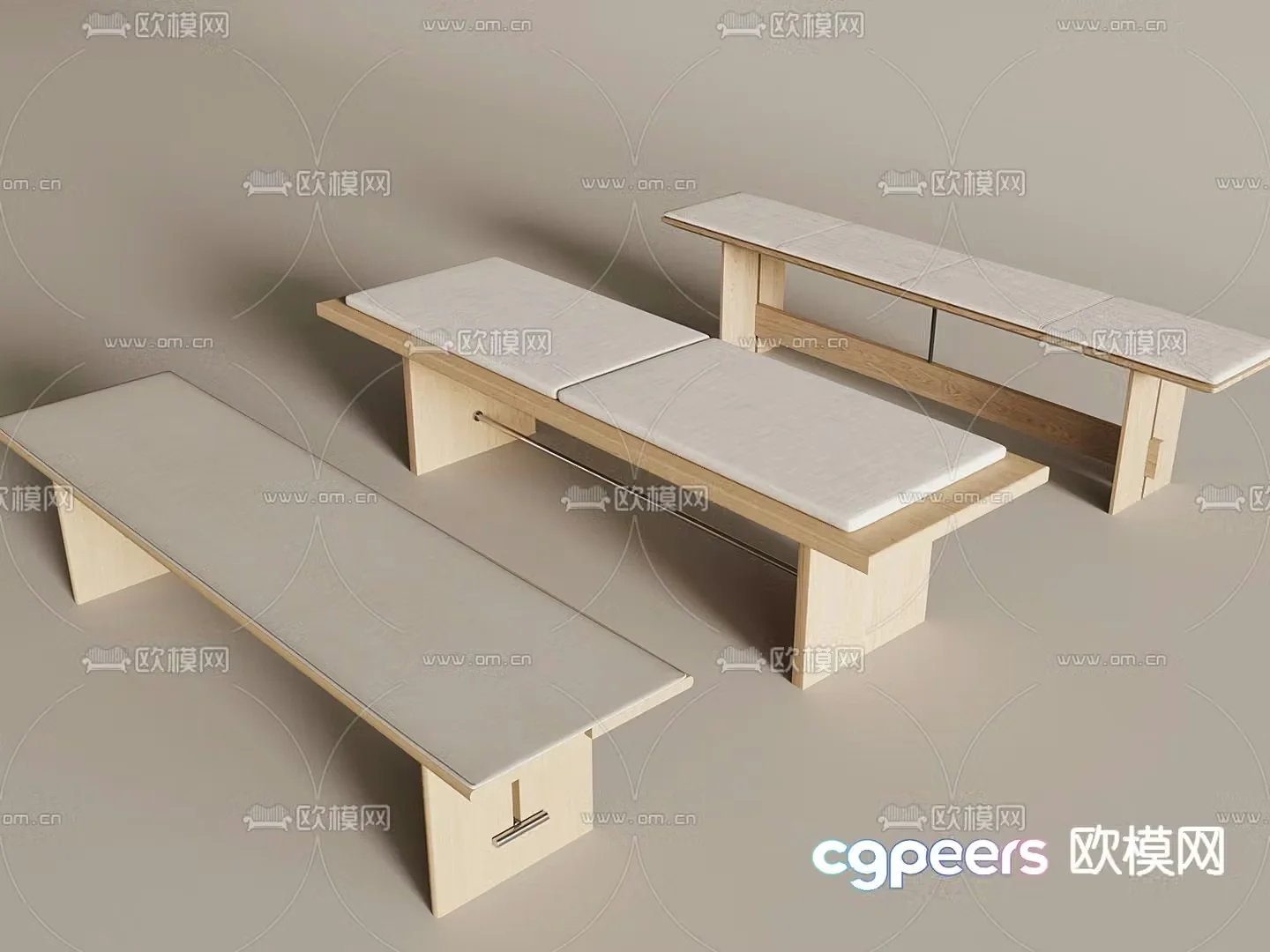 Cream style stool bench 3d model
