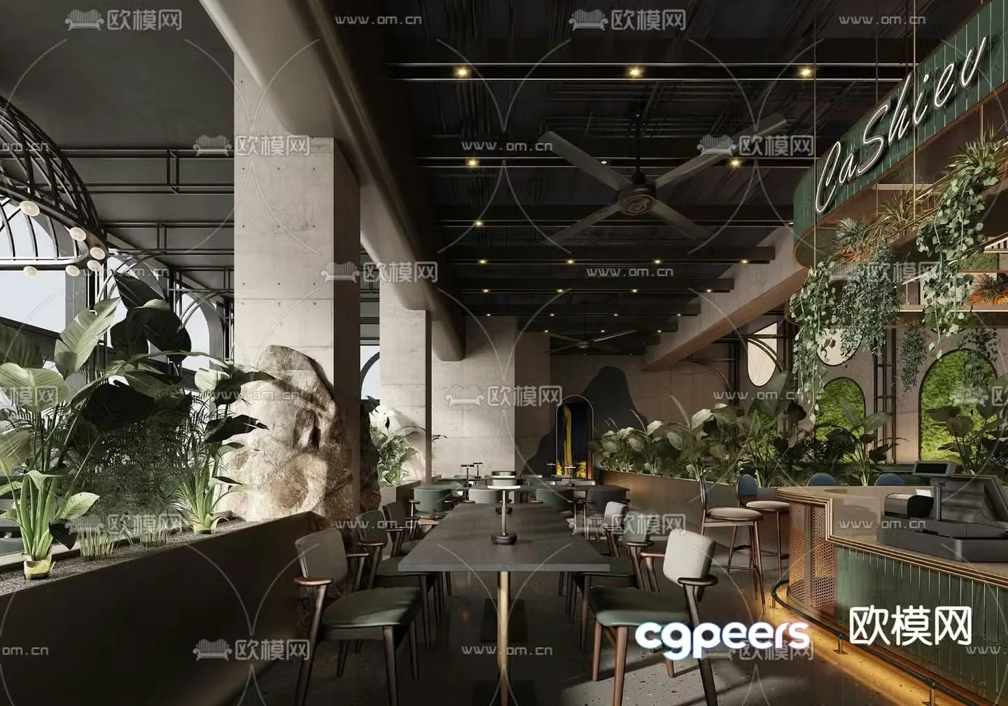 Modern music restaurant clear bar 3d model