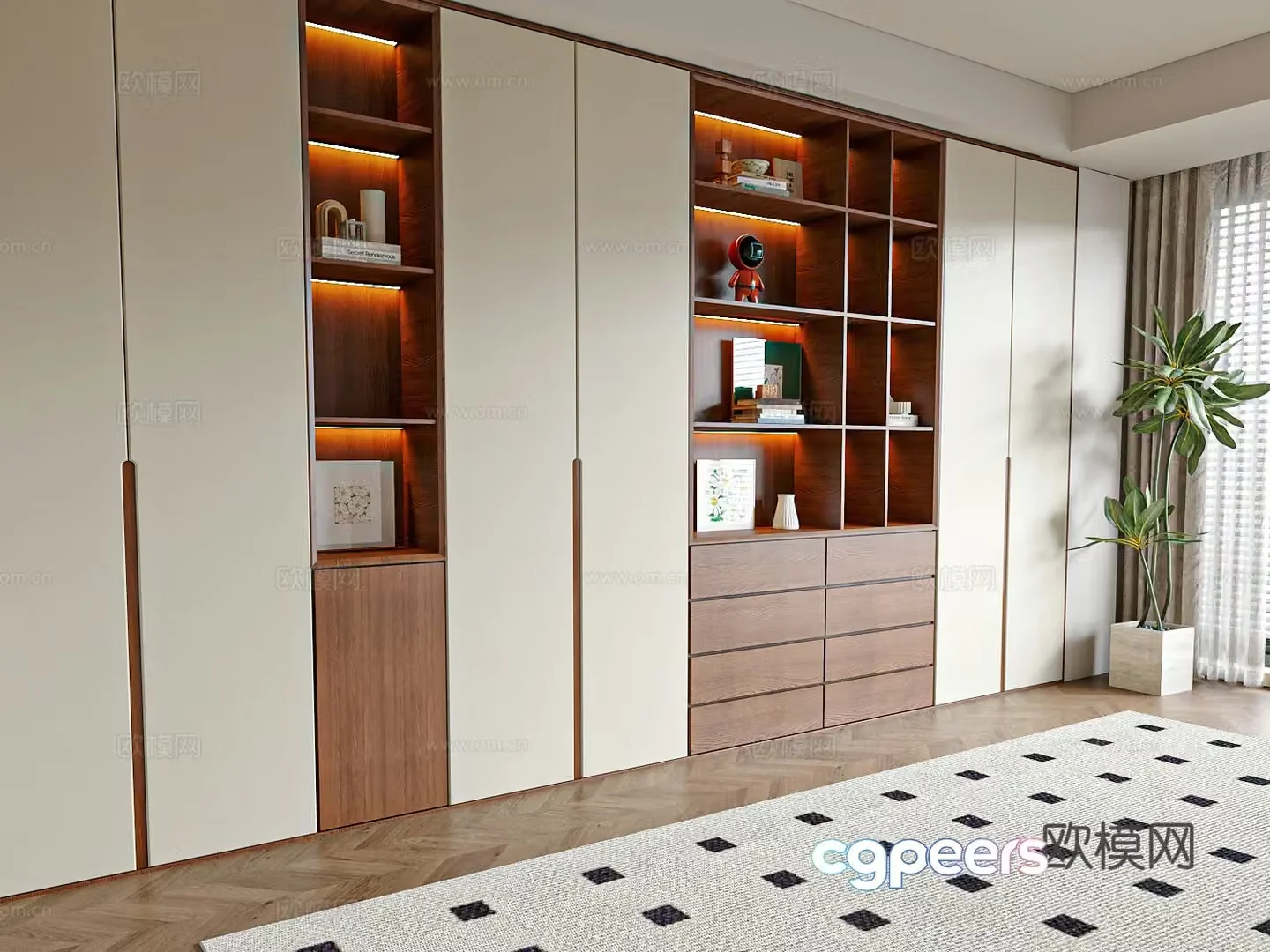 Modern medieval style bookcase 3d model