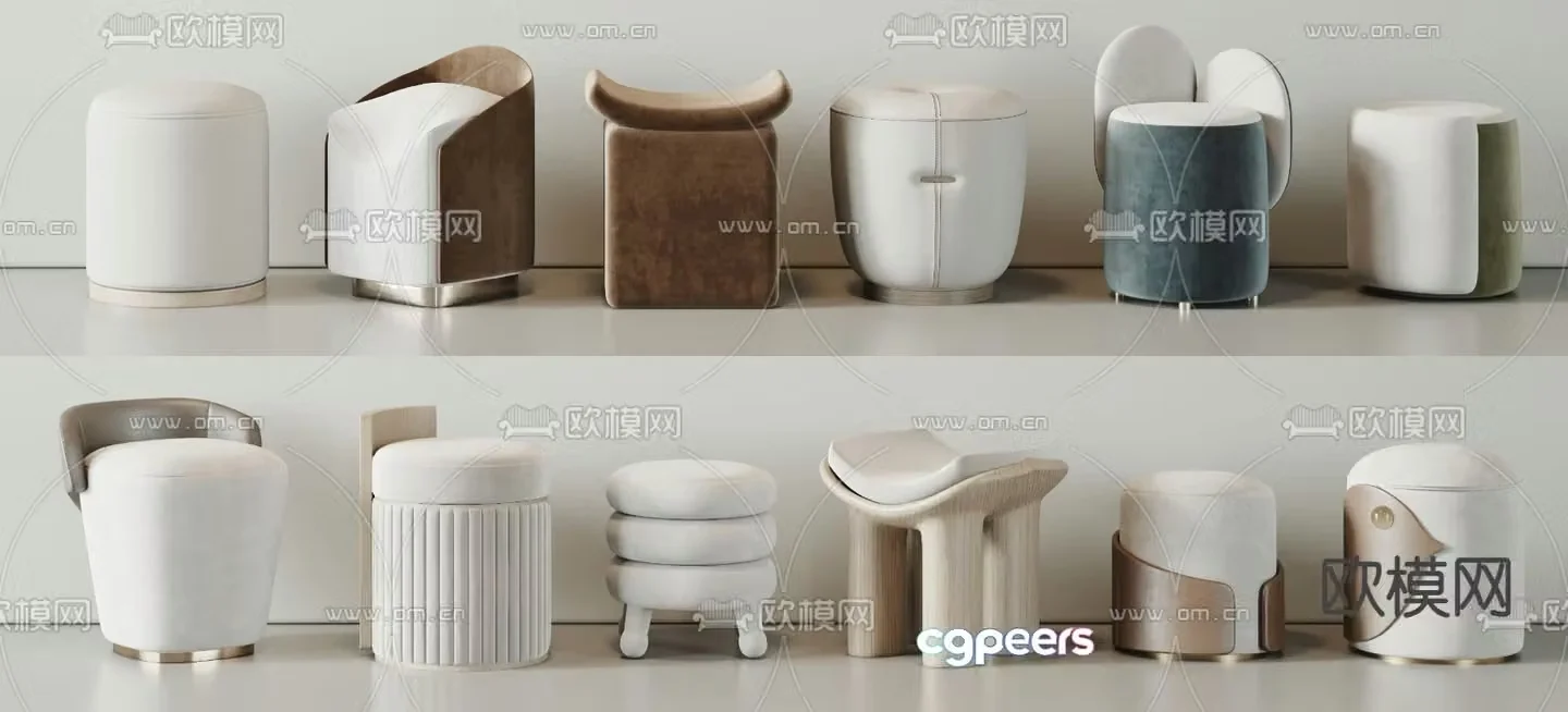 Modern leisure stool low stool sofa stool 3d model