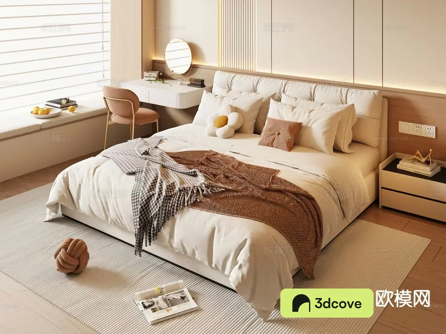 Cream style double bed