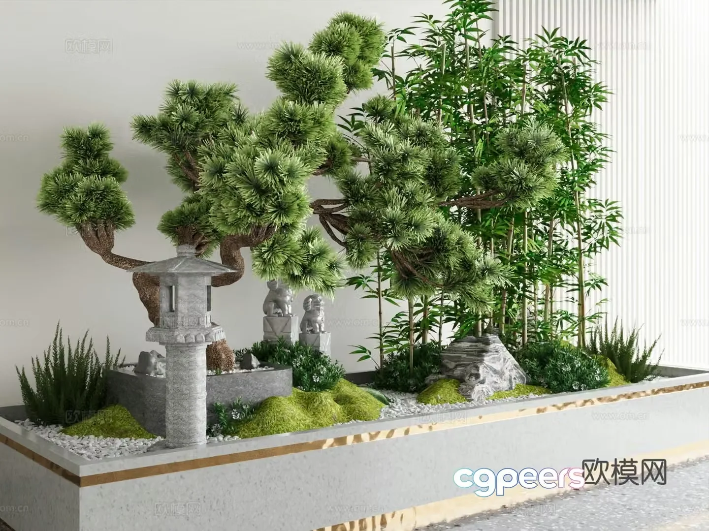 Modern interior landscape Stairs landscape Basement End view Patio 3d model