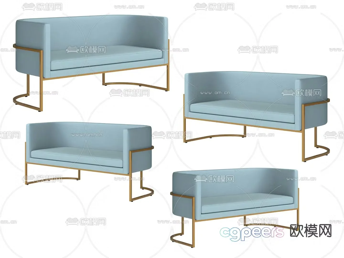Light luxury double sofa 3D model