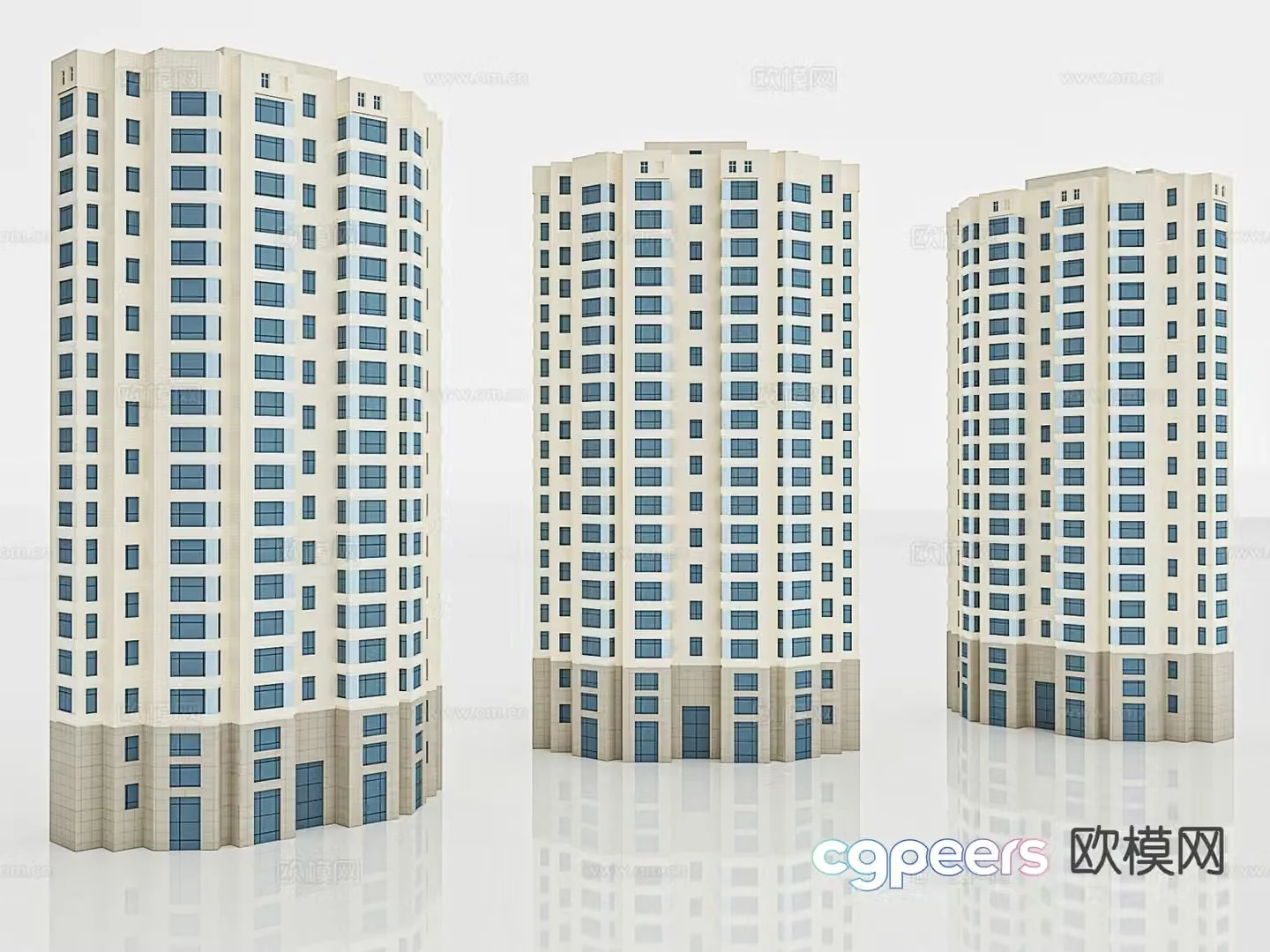 High-rise residential commercial housing small bungalow 3D model