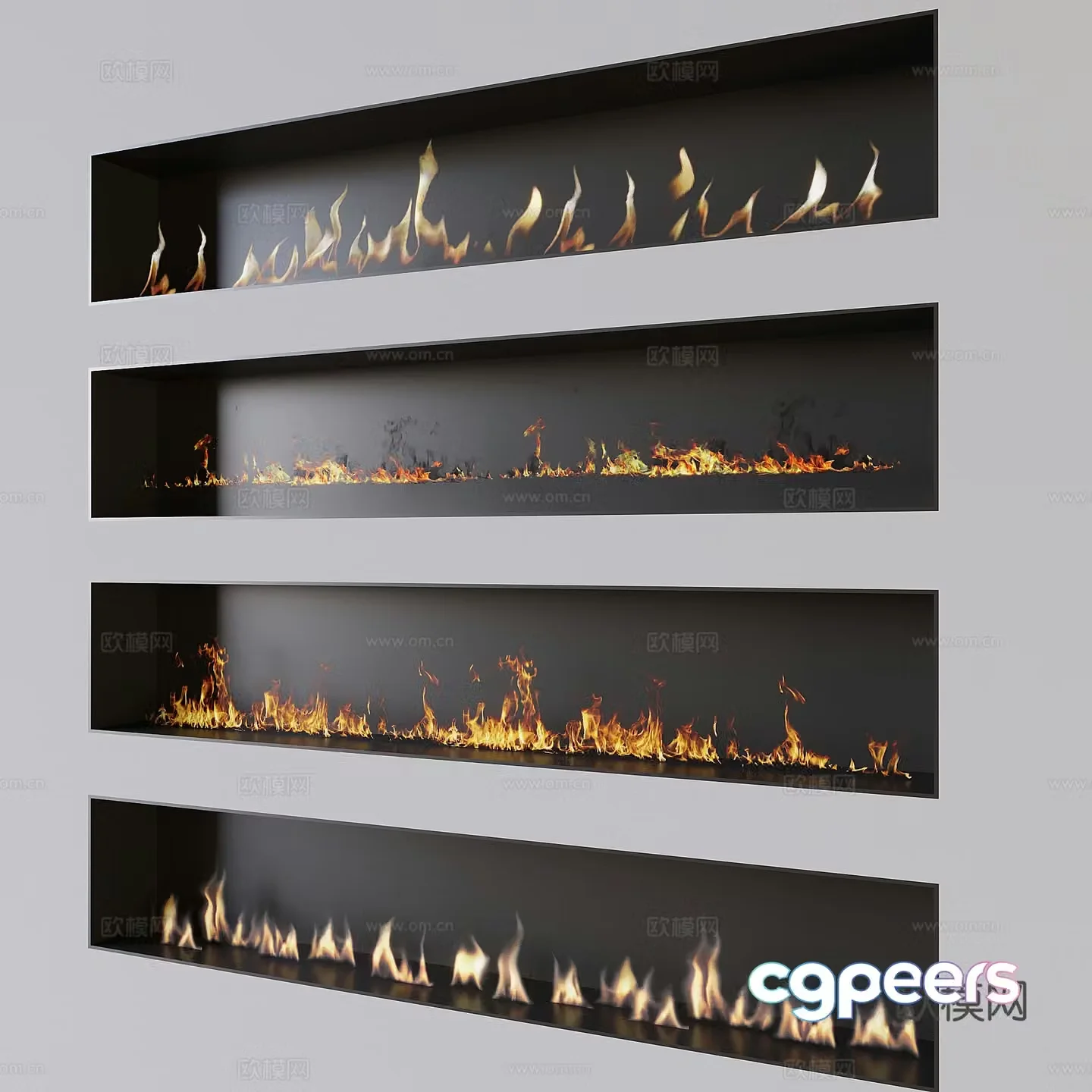 Smart electronic fireplace embedded flame fireplace 3d model
