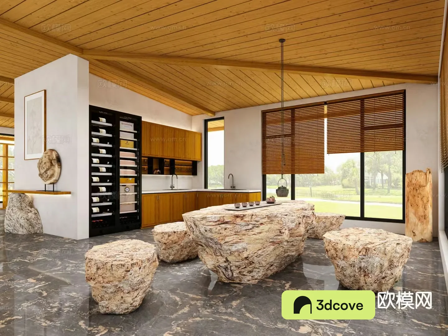 Log style tea room