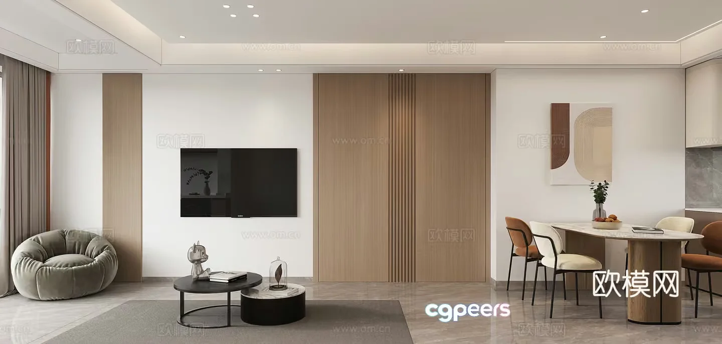 Modern Living Room 3D Model – 10103 – VRAY Render
