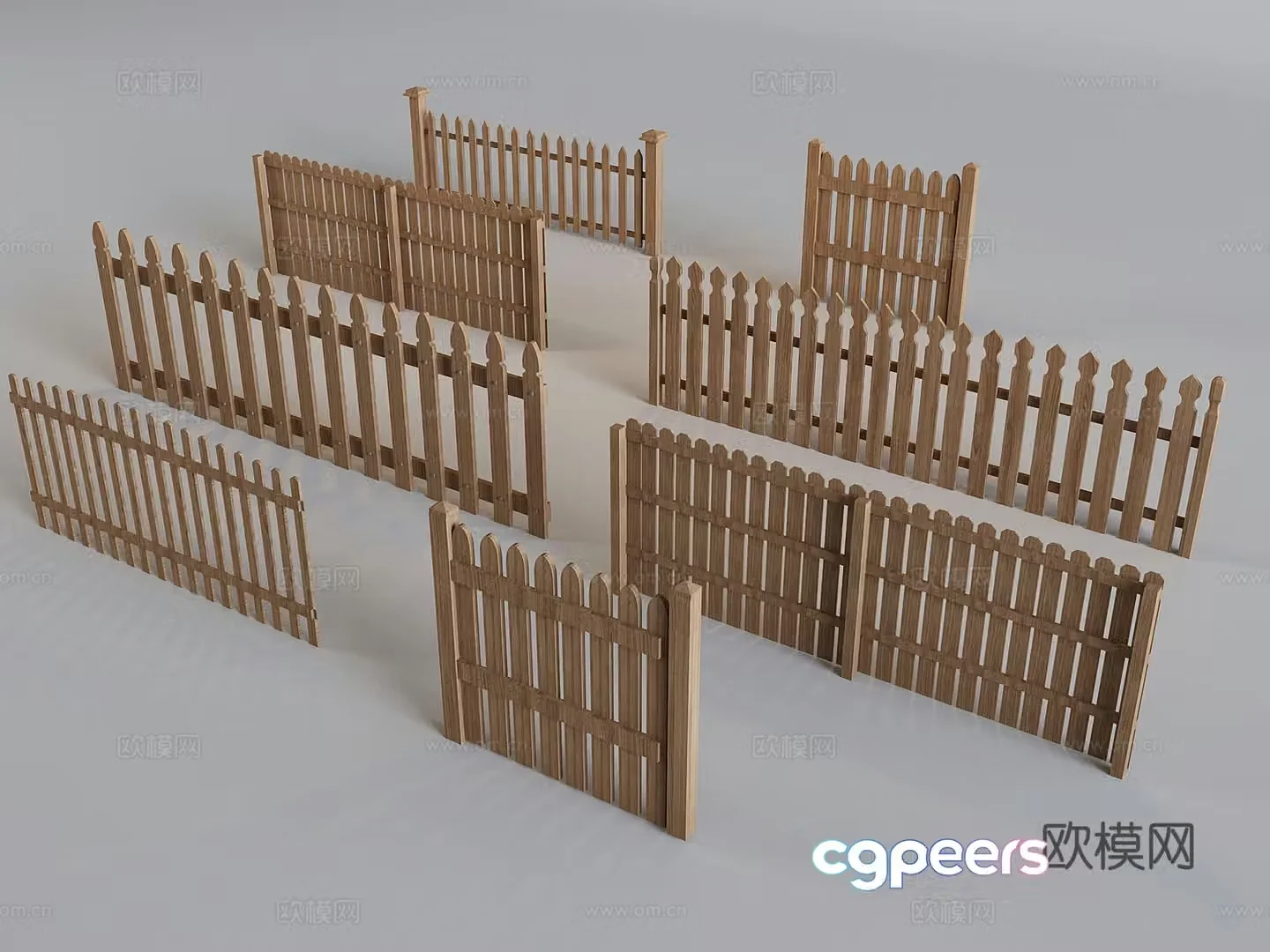 Chinese solid wood railing fence fence partition guardrail courtyard fence 3D model