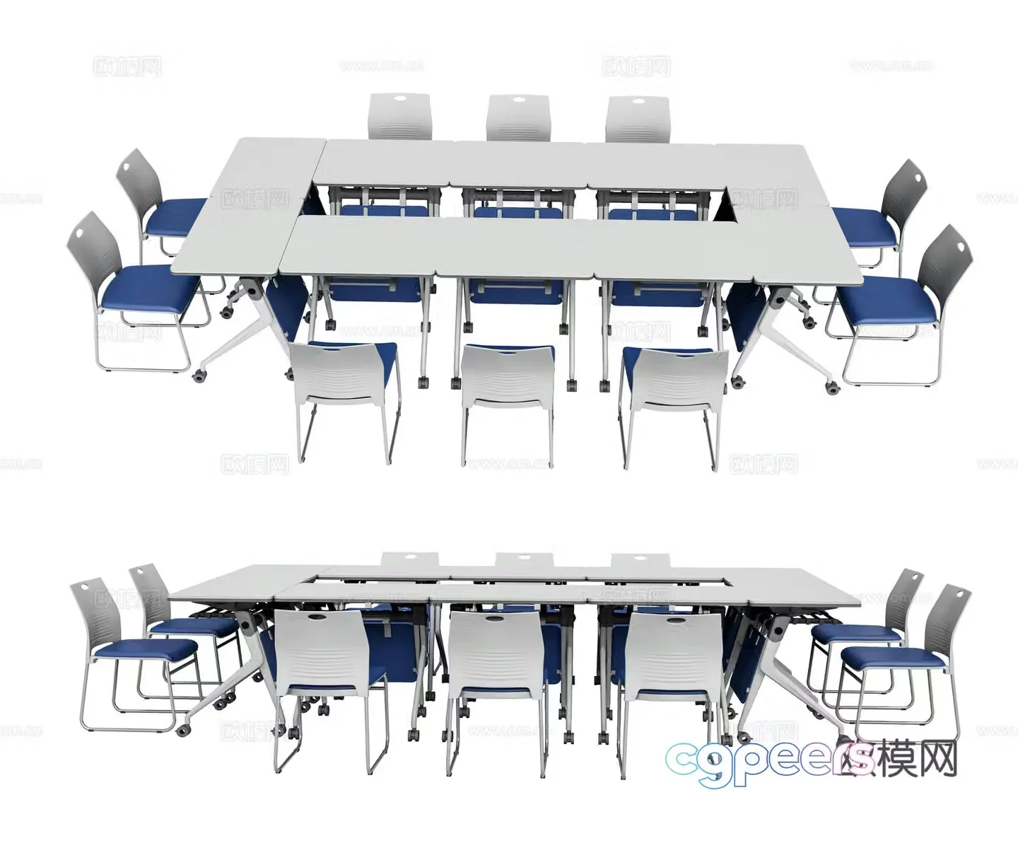 Modern conference table combination 3d model