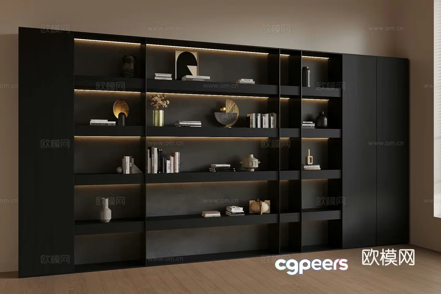 Modern minimalist bookshelf decorative ornaments 3D model