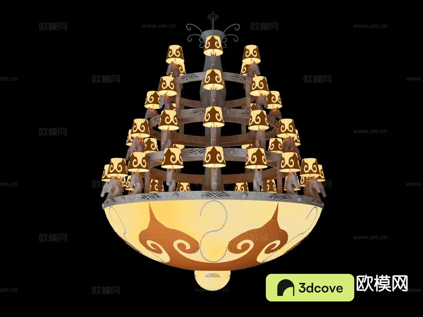 New Chinese style decorative lamp horse head lobby lamp